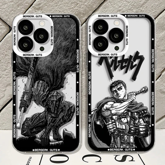 Berserk Guts Anime Phone Case For iPhone 15 14 13 12 Mini 11 Pro Max X XR XS 6 7 8 SE 2020 Plus Soft Silicone Transparent Cover